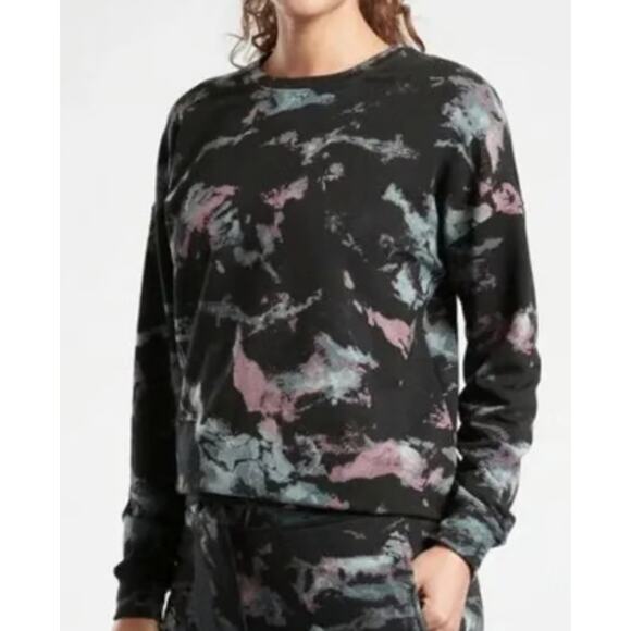 Athleta Balance Pullover Sweatshirt Purple Black Tie Dye Med - Picture 1 of 9